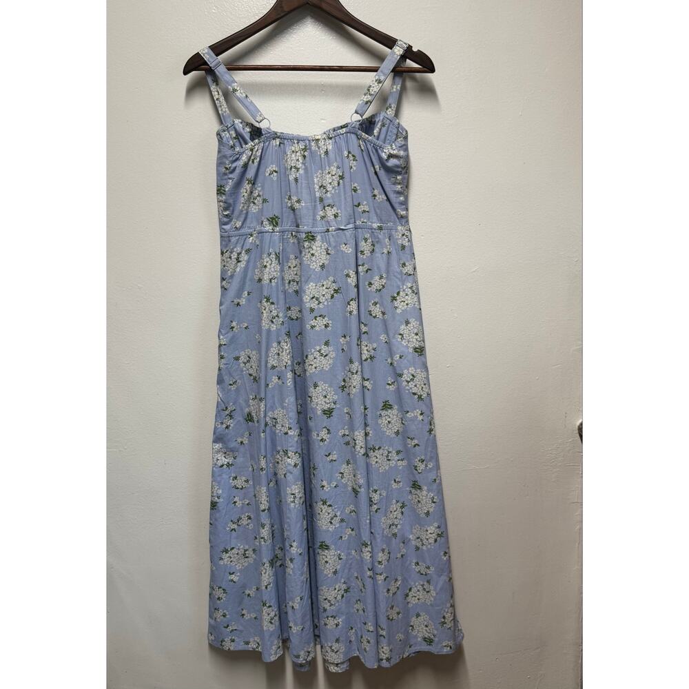 Sim & Sam Floral Maxi Empire Waist Dress M Blue Cotton Sundress Cottagecore Y2K - Picture 8 of 14
